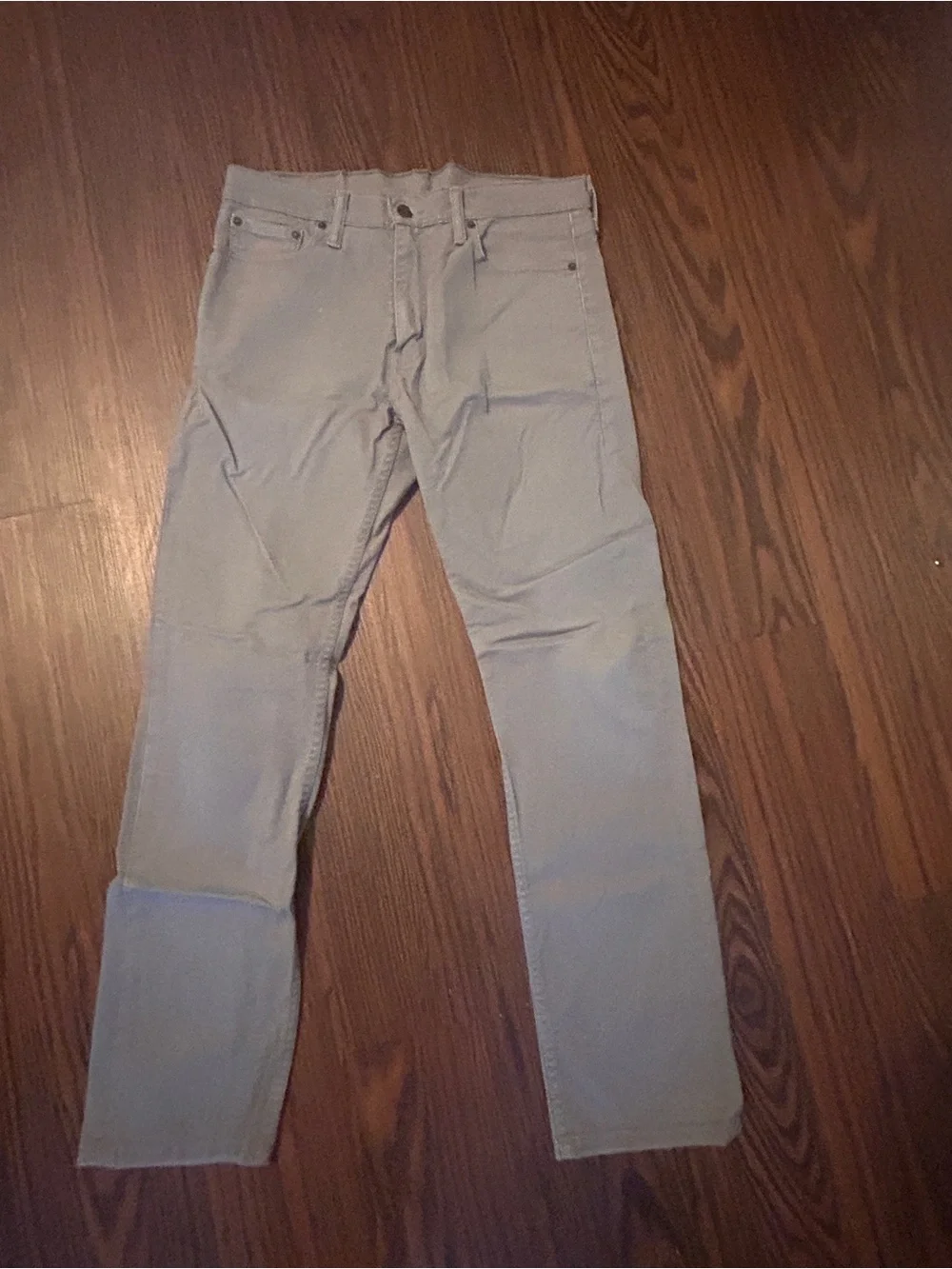 Levi's gray straight jeans with tan leather patch 33 x 32